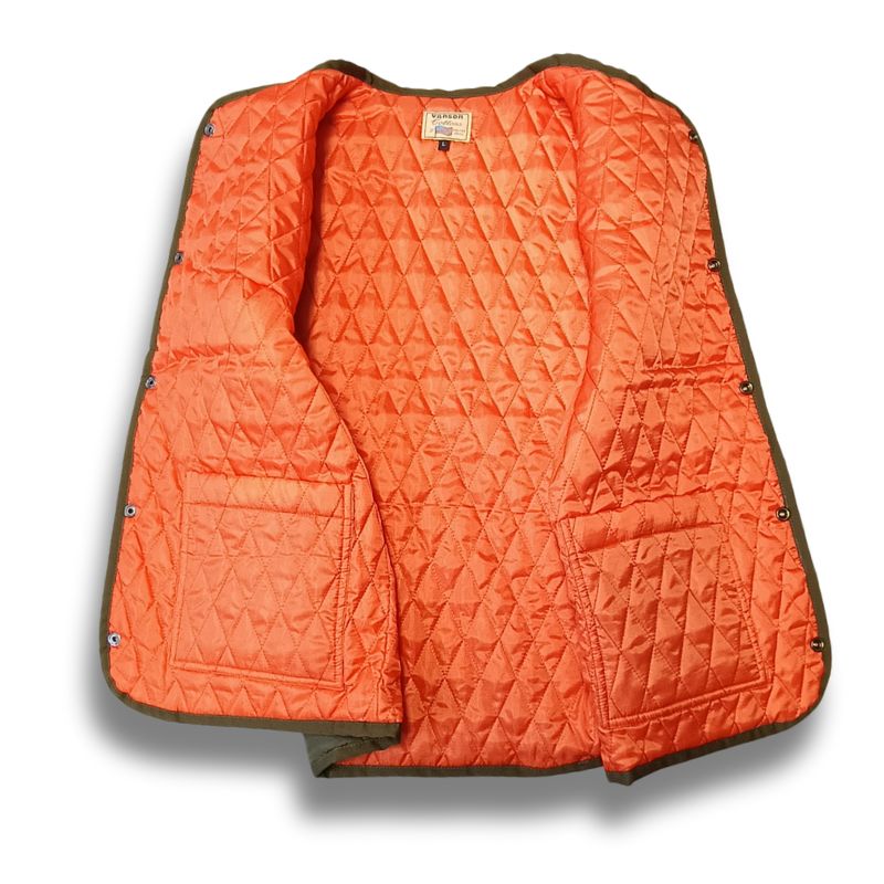 VANSON バンソン キルティングベスト QUILTING VEST アーミーグリーン
