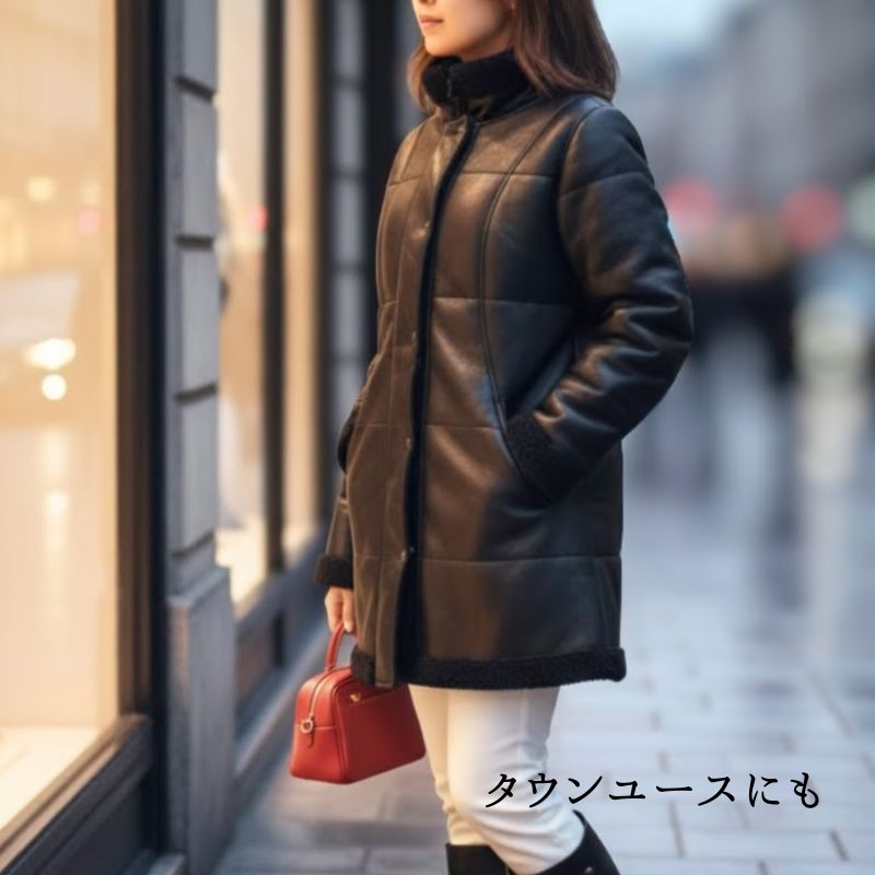Fashionista PUレザー ボアライナー レディースコート 合皮 ジャケット