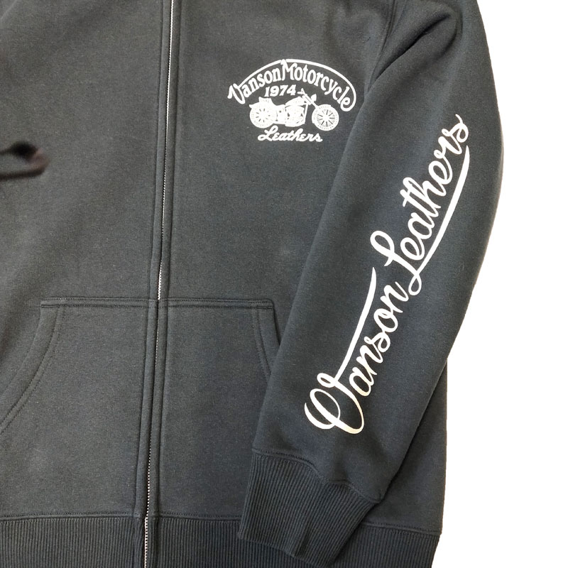 VANSON 裏起毛ジップアップパーカー モーターサイクル（88MV403