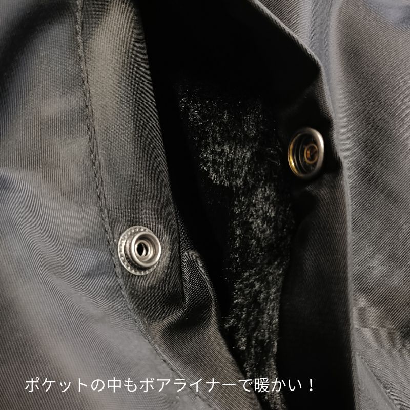 VANSON ボアライナー コーチジャケット「WHEEL & WING」ブラック｜4