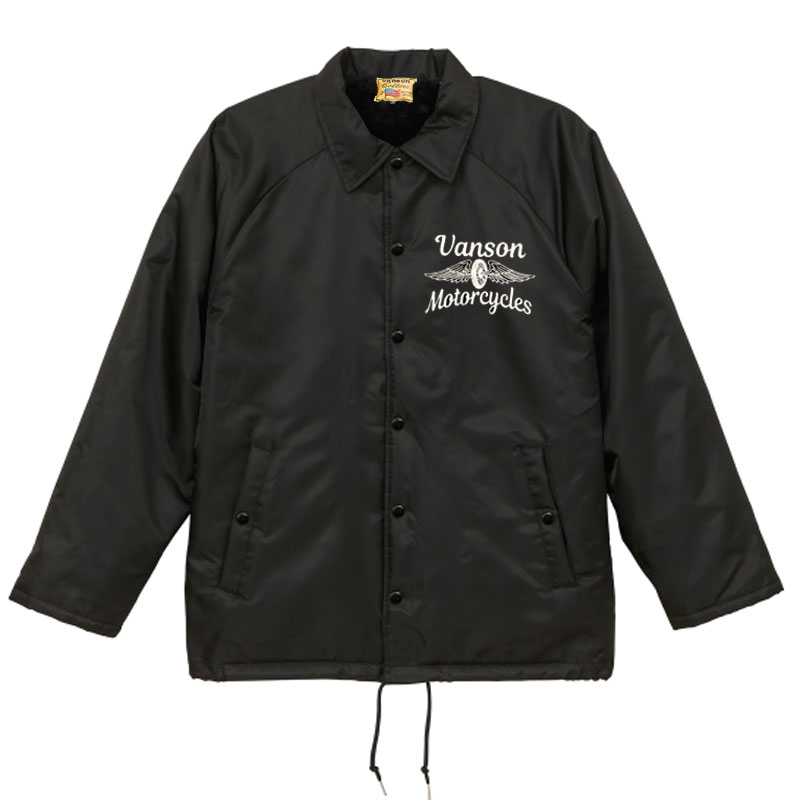 VANSON ボアライナー コーチジャケット「WHEEL & WING」ブラック｜4