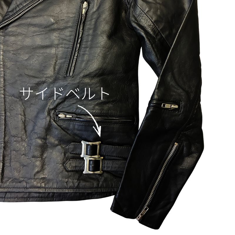 美品✨バッファローレザー ダブルライダースジャケット ゴールド金具 BUFFALO BOBS（バッファローボブズ） 革ジャン ライダース THUNDERBOLT