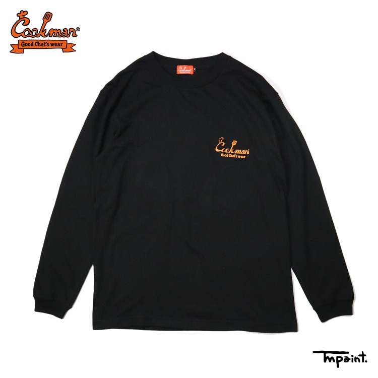 Cookman クックマン ロンT Pizza BLACK COOKMAN/クックマン ロングスリーブ Tシャツ TM Paint Pizza