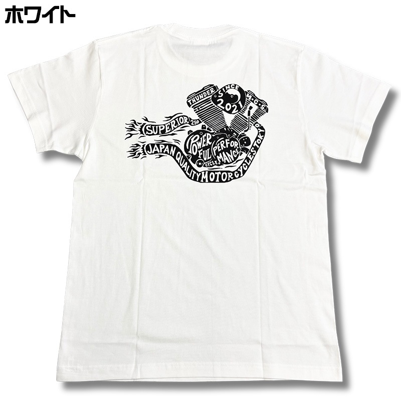 00s thunder popeye bike T-shirt サンダー THUNDER MOTORCYCLES オリジナルTシャツ（エンジン）｜3サイズ｜2