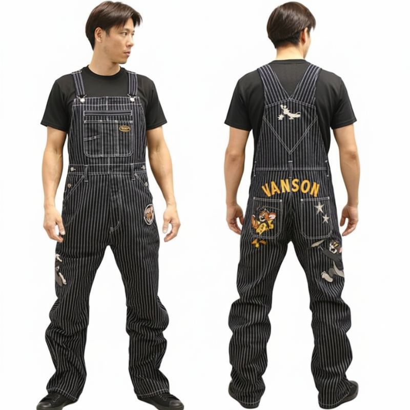 Vanson　デニムオーバーオール バンソン VANSON トムとジェリー TJV-2408 デニム ウォバッシュ