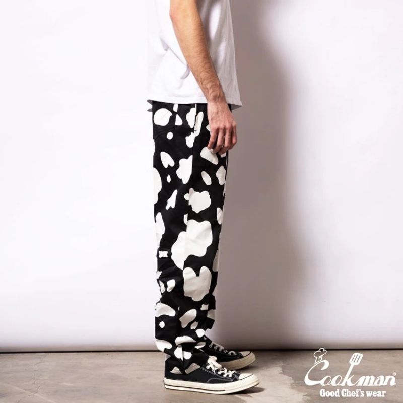 Cookman Chef Pants Cow Black シェフパンツ 牛柄 黒 COOKMAN/クックマン Chef Pants シェフパンツ「Cow Black」（ユニ