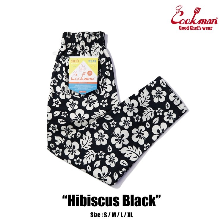 COOKMAN/クックマン Long Chef Pants シェフパンツ「Hibiscus Black