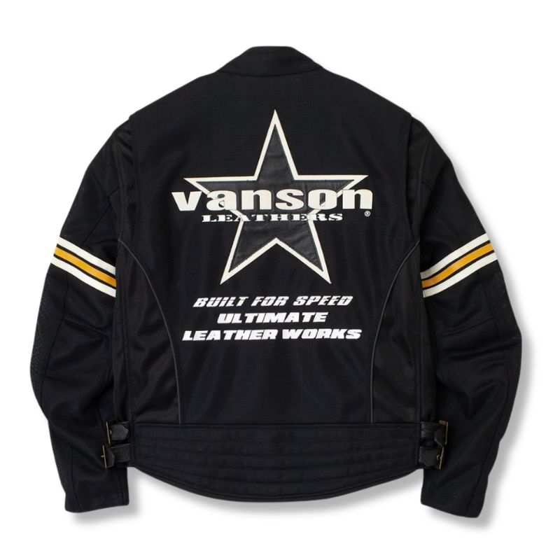 VANSON バンソン メッシュライダースジャケット ブラック／ホワイト