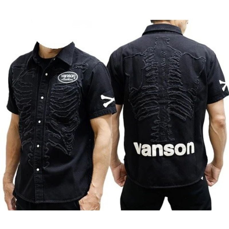 セール！】VANSON バンソン デニムシャツ 半袖シャツ ボーン メンズ