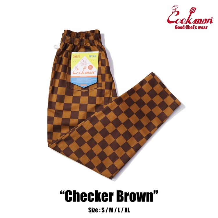 COOKMAN/クックマン Long Chef Pants シェフパンツ「Checker Brown