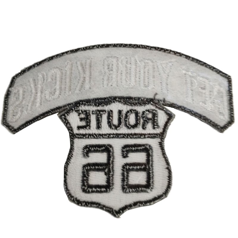 刺繍パッチ】GET YOUR KICKS ROUTE 66 ホワイト／ブラック バイカー