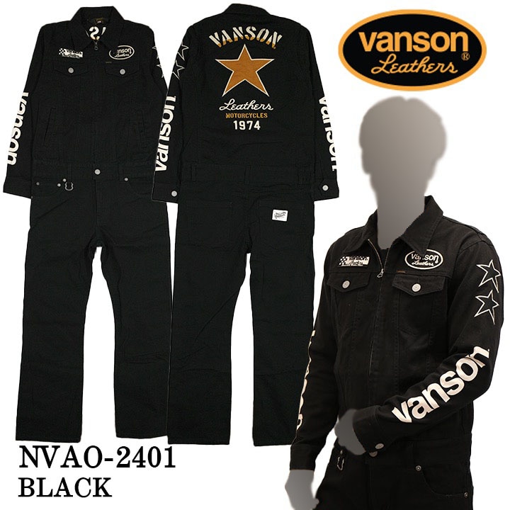 M【希少】vanson バンソン　オーバーオール　つなぎ VANSON バンソン ロゴ刺繍 オーバーオール つなぎ メンズ ワンスター 3