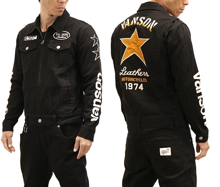 VANSON バンソン ロゴ刺繍 オーバーオール つなぎ メンズ ワンスター 3