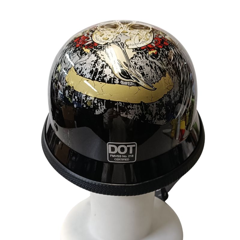 レトロハーフスカルヘルメット ジャーマン ブラック DOT規格 装飾用