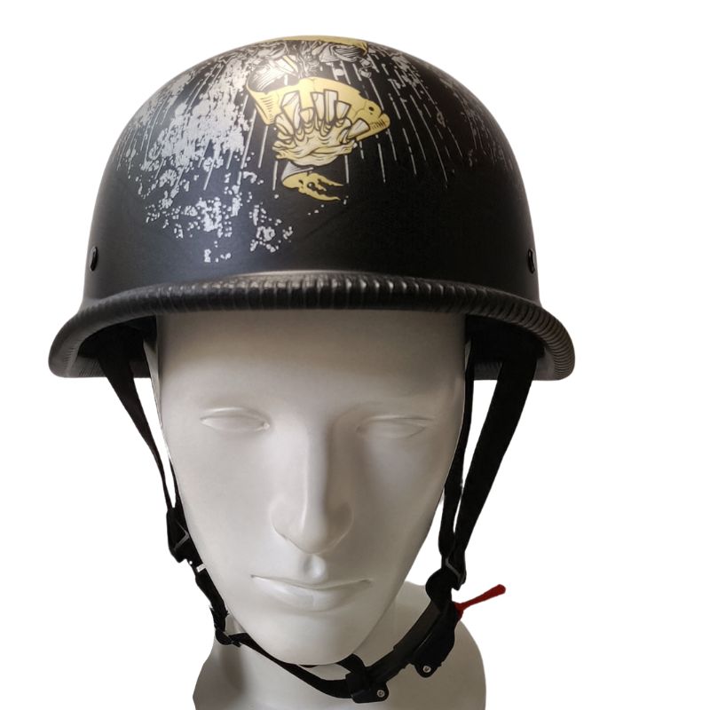レトロハーフスカルヘルメット ジャーマン マットブラック DOT規格