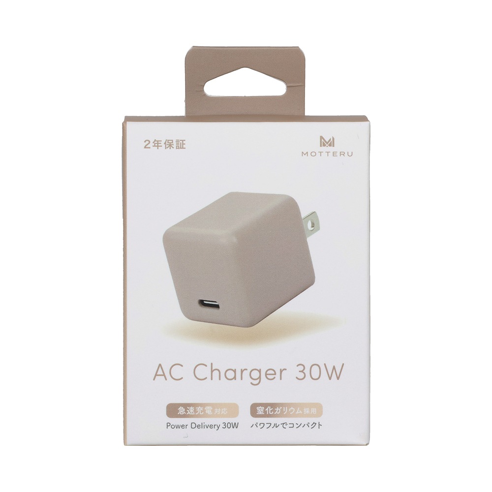 軽量&コンパクト PD30W USB-CポートAC充電器 急速充電対応 iPhone Air 17 17Pro 16 15 全4色 2年保証(MOT-ACPD30)