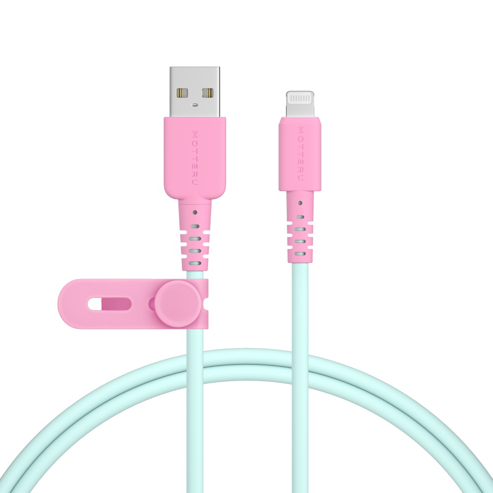 【店舗限定モデル】バイカラーシリコンケーブル 充電 データ転送対応 Apple MFi認証品 USB-A to Lightning 1m 2年保証(MOT-BCAL100)
