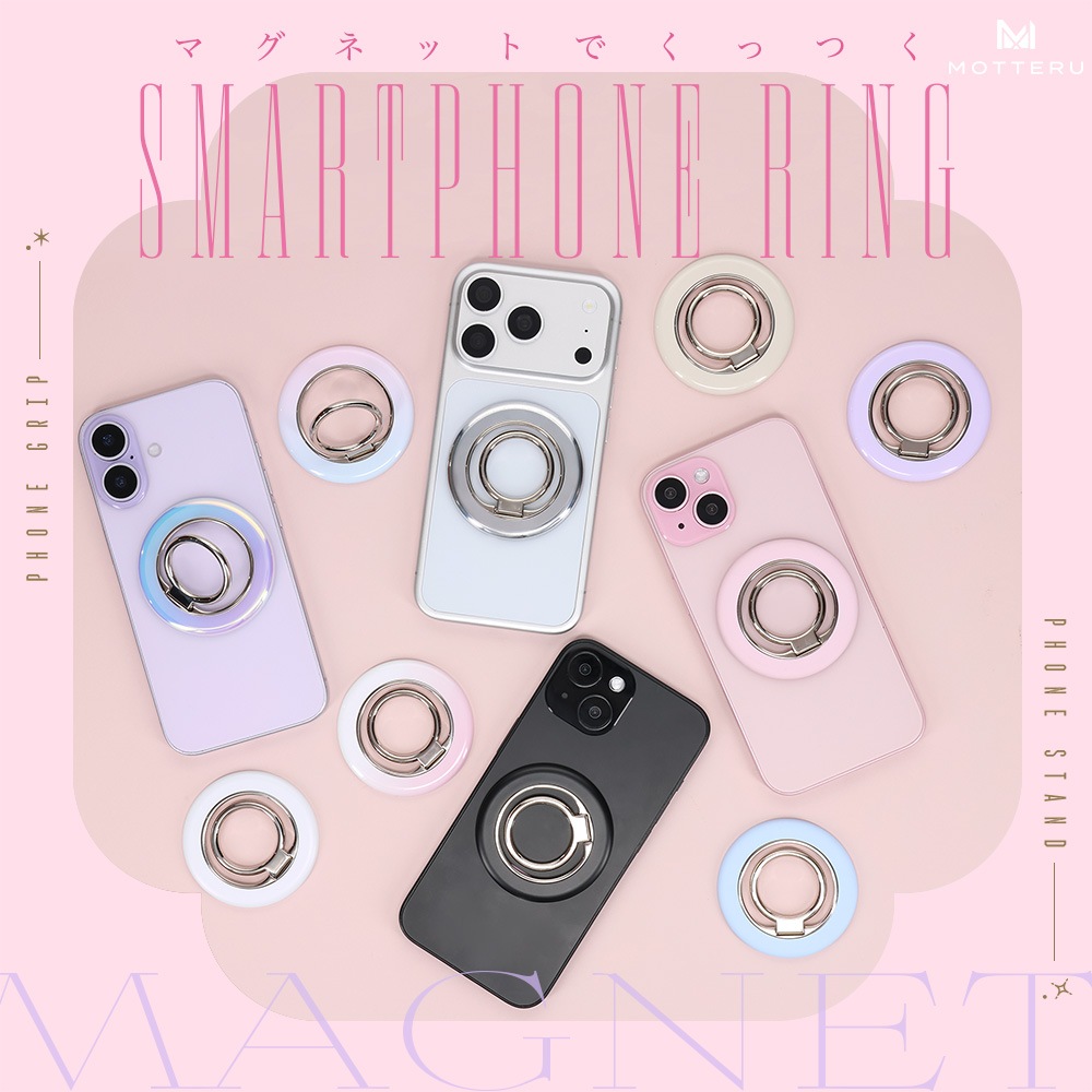 【店舗限定モデル】スマホリングスタンド MagSafe対応 マグネット式 360度回転 iPhone Air 17e 17Pro 16 15 Pixel10 Pixelsnap 全10色 (MOT-SRING01)