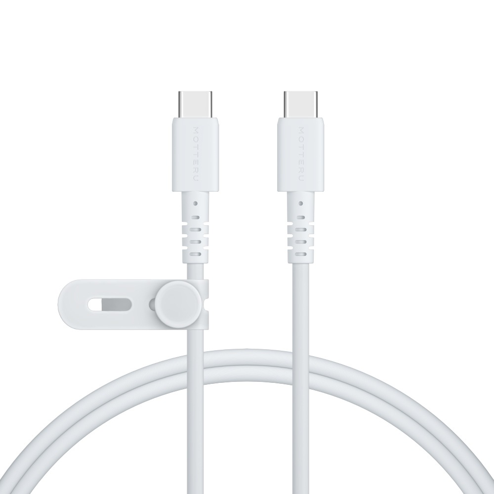 ちょっと地球にイイコト エコロジーケーブル USB-C to USB-C 60W iPhone Air 17 17Pro 16 15 Android各種 iPad Macbook しなやか 絡まない 急速充電 PD60W データ転送 ケーブルバンド付 1m ホワイト 2年保証 (MOT-ECOCC100Z)