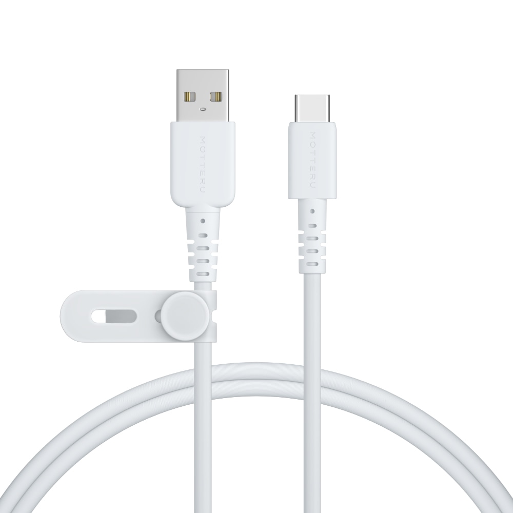 ちょっと地球にイイコト エコロジーケーブル USB-A to USB-C iPhone Air 17 17Pro 16 15 Android各種 急速充電 データ転送対応 ケーブルバンド付 1m ホワイト 2年保証 (MOT-ECOAC100Z)