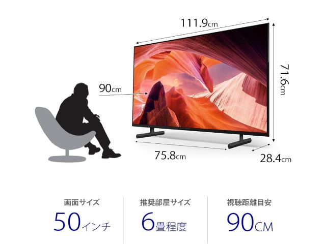 SONY ソニー 4K液晶テレビ ブラビア 50V型 X80Lシリーズ KJ-50X80L