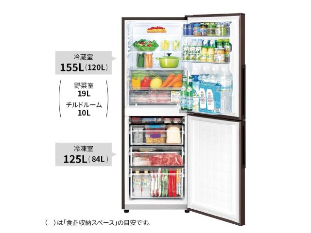 シャープ プラズマクラスター冷蔵庫 280L 2ドア SJ-PD28P(W) アコール