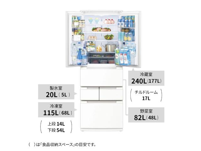 シャープ プラズマクラスター冷蔵庫 457L 6ドア SJ-MF46P(W) ラスティックホワイト フレンチドア／幅65cm