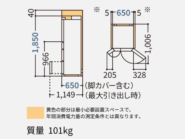 在庫限り】パナソニック 6ドア冷蔵庫 フレンチドア 501L 薄型 奥行65cm