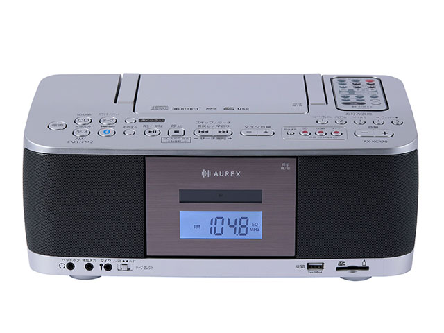 TOSHIBA Aurex ラジオカセットレコーダー シルバー USBポート付き TOSHIBA AUREX SD/USB/CDラジオカセットレコーダー シルバー AX-KCR70