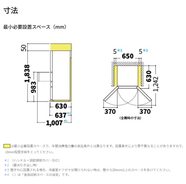 シャープ プラズマクラスター冷蔵庫 FiT63シリーズ 457L 片開きどっち