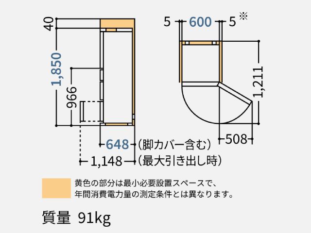 お取り寄せ品】パナソニック 冷凍冷蔵庫 5ドア 450L 右開き 幅60cm RY