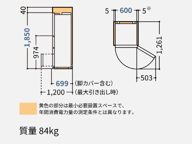 【お取り寄せ品】パナソニック 冷凍冷蔵庫 5ドア 左開き 468L 野菜室が真ん中モデル スリム幅60cm マットライトベージュ NR-E47BR3L(C)
