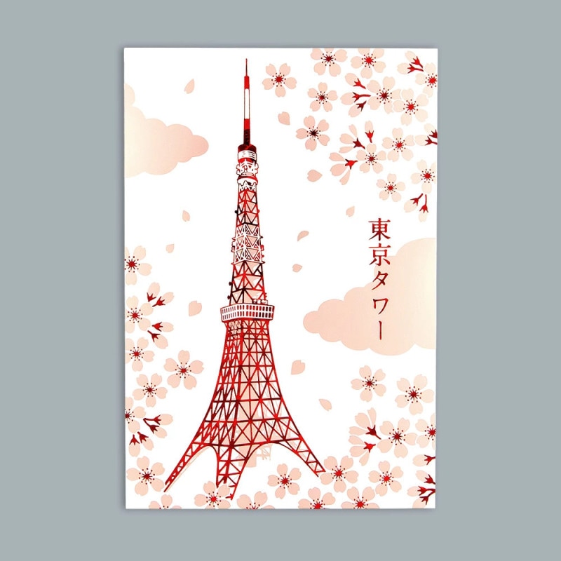 ROKKAKU 箔押しポストカード 東京タワー「桜」R0392501