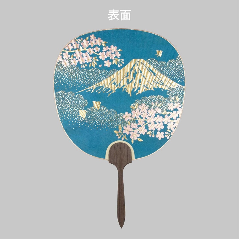 ROKKAKU 箔押し都うちわ 富士と桜 R0112601