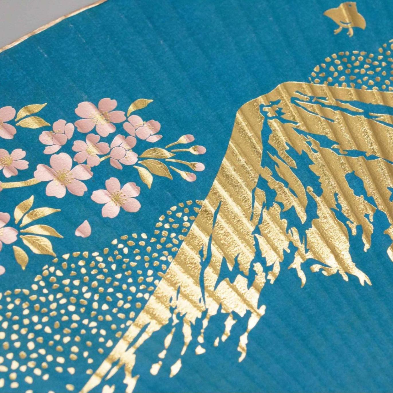 ROKKAKU 箔押し都うちわ 富士と桜 R0112601