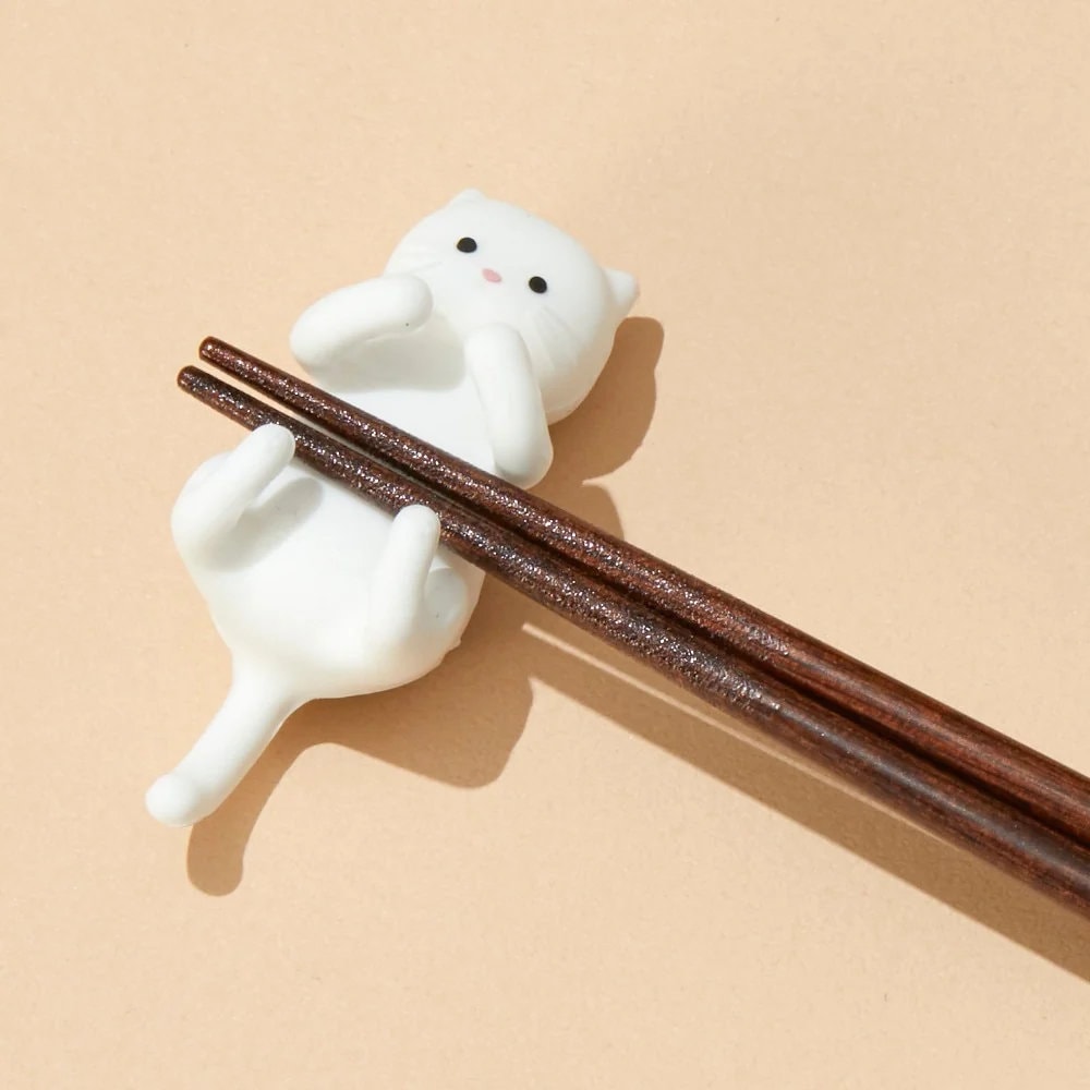 イシダ 箸＆箸置き だっこ猫 しろねこ