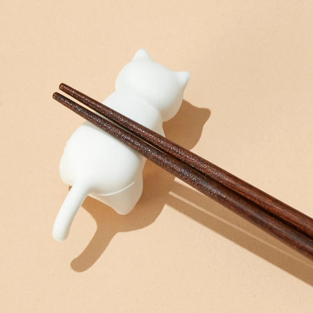 イシダ 箸＆箸置き だっこ猫 しろねこ