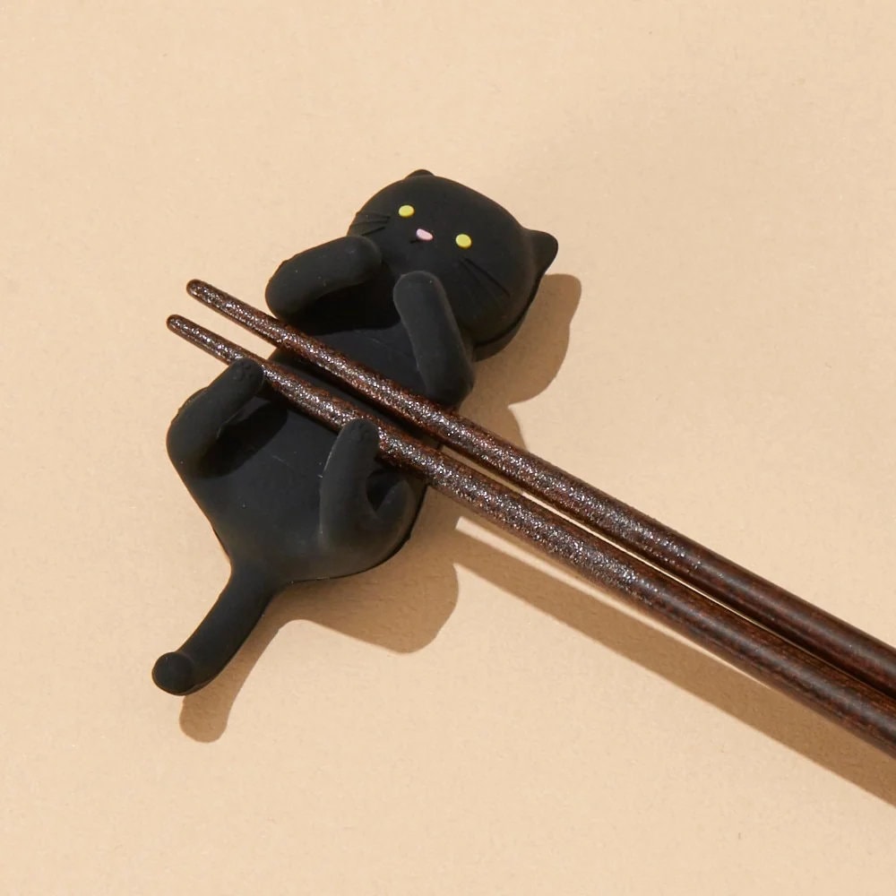 イシダ 箸＆箸置き だっこ猫 くろねこ