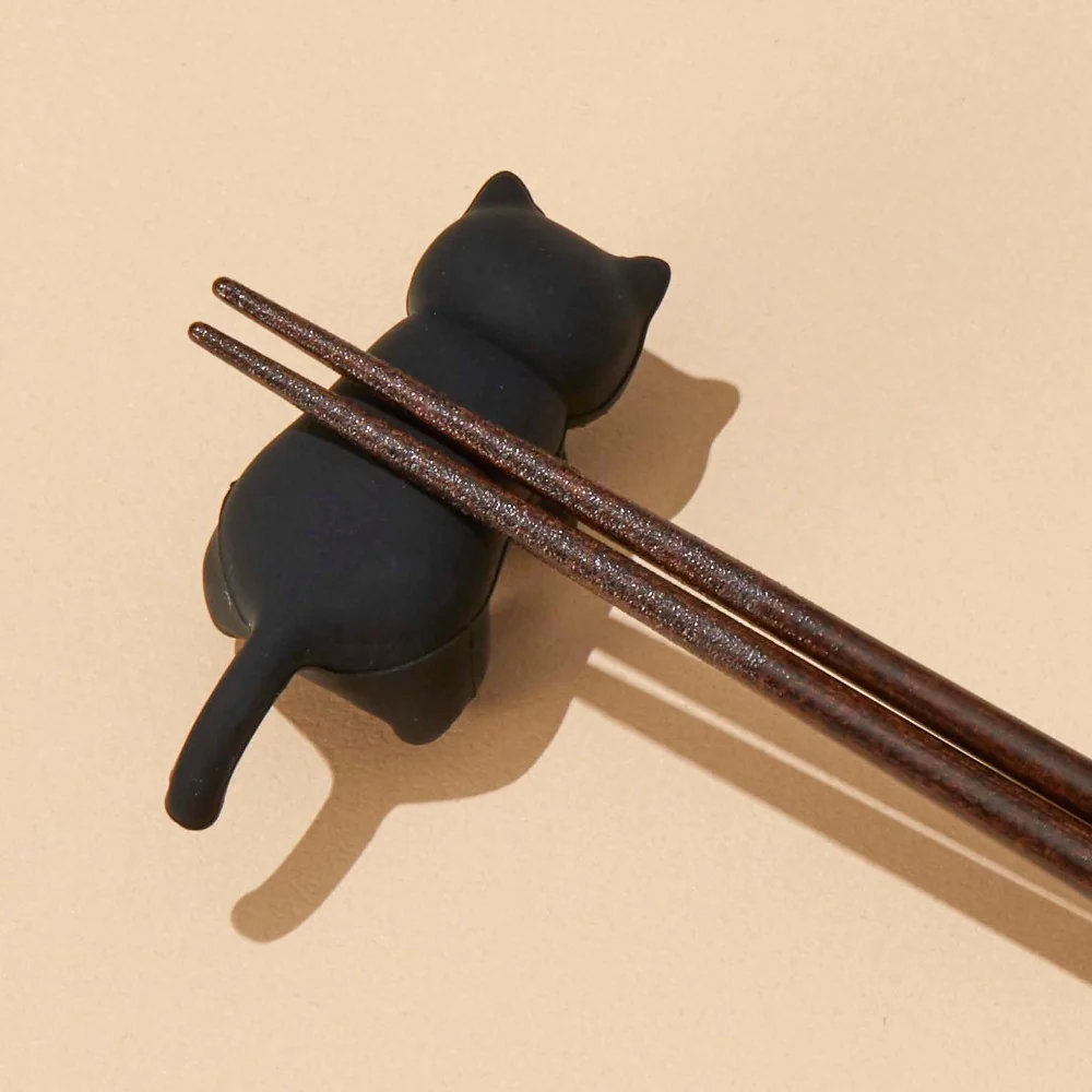 イシダ 箸＆箸置き だっこ猫 くろねこ