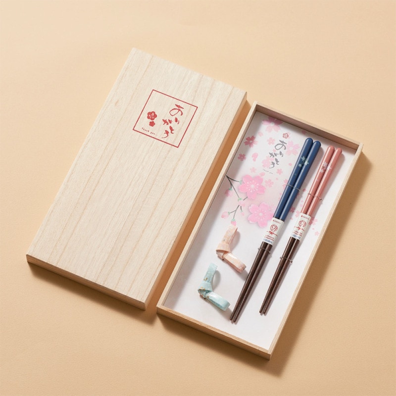 イシダ 桐箱箸置付 夫婦箸 ありがとう