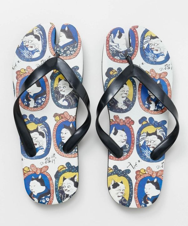 倭物やカヤ 浮世絵柄足袋サンダル(24-25cm) BE NEKOGAO 7LIP6201