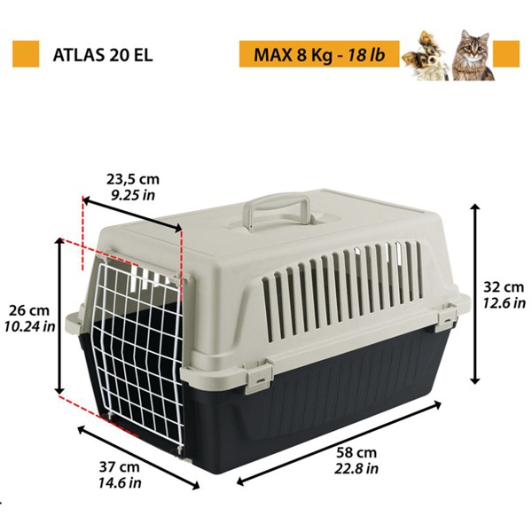 組立発送 イタリアferplast社製 アトラス 20PB キャリー Atlas 耐荷重8kgまで 猫 小動物 ペット用 通院 外出 おでかけ 旅行