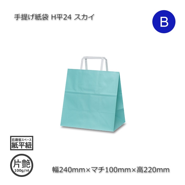 H平24（240×100×220）スカイ 手提げ紙袋【送料無料/代引不可】（200枚