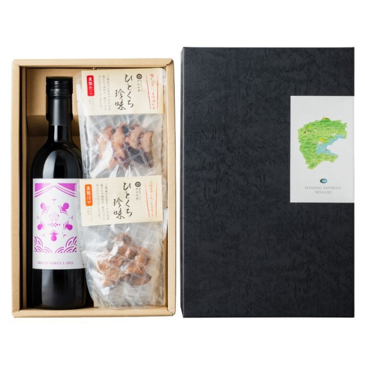 三陸マリアージュギフト24E「MUSCAT BAILEY A 2024」×「燻製たこ・ほや」セット