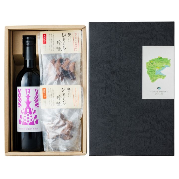 三陸マリアージュギフト25D「MUSCAT BAILEY A 2025」×「燻製たこ・ほや」セット
