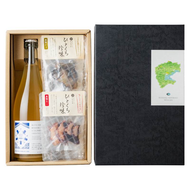 三陸マリアージュギフト24B「DELAWARE SPARKLING 2024」×「燻製かき・たこ」セット