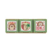 こどものかお ポチッと先生スタンプ３組セット　おうえん！ハリネズミ|浸透印(こどものかお)|こどものかお
