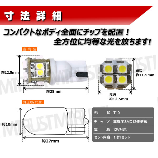 LED T10 T16 ѥ߷ SMD 12Ϣ LEDݥ 饤󥹥 ʥС 롼 ޥåץ ɥ ƥˡۥ磻 ֥롼  ԥ󥯤ǽ1Ĳʡ1ݾաۡ뤤ۡڼưѡۡڥȥ
