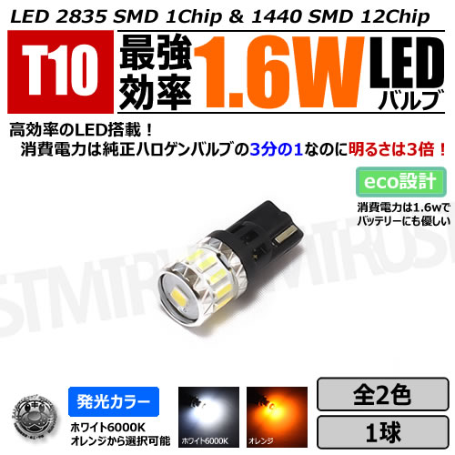 LED T10 ǶΨ 1.6W LED Х ۥ磻  1Ĳ SMD13Ϣ 2835å 1440å 12V   Ψ eco߷ ݥ ⡼ 饤 ʥС 롼 ƥ 饲å 륫 ɥޡڥȥ