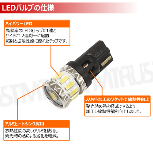 LED T10 ǶΨ 1.6W LED Х ۥ磻  1Ĳ SMD13Ϣ 2835å 1440å 12V   Ψ eco߷ ݥ ⡼ 饤 ʥС 롼 ƥ 饲å 륫 ɥޡڥȥ